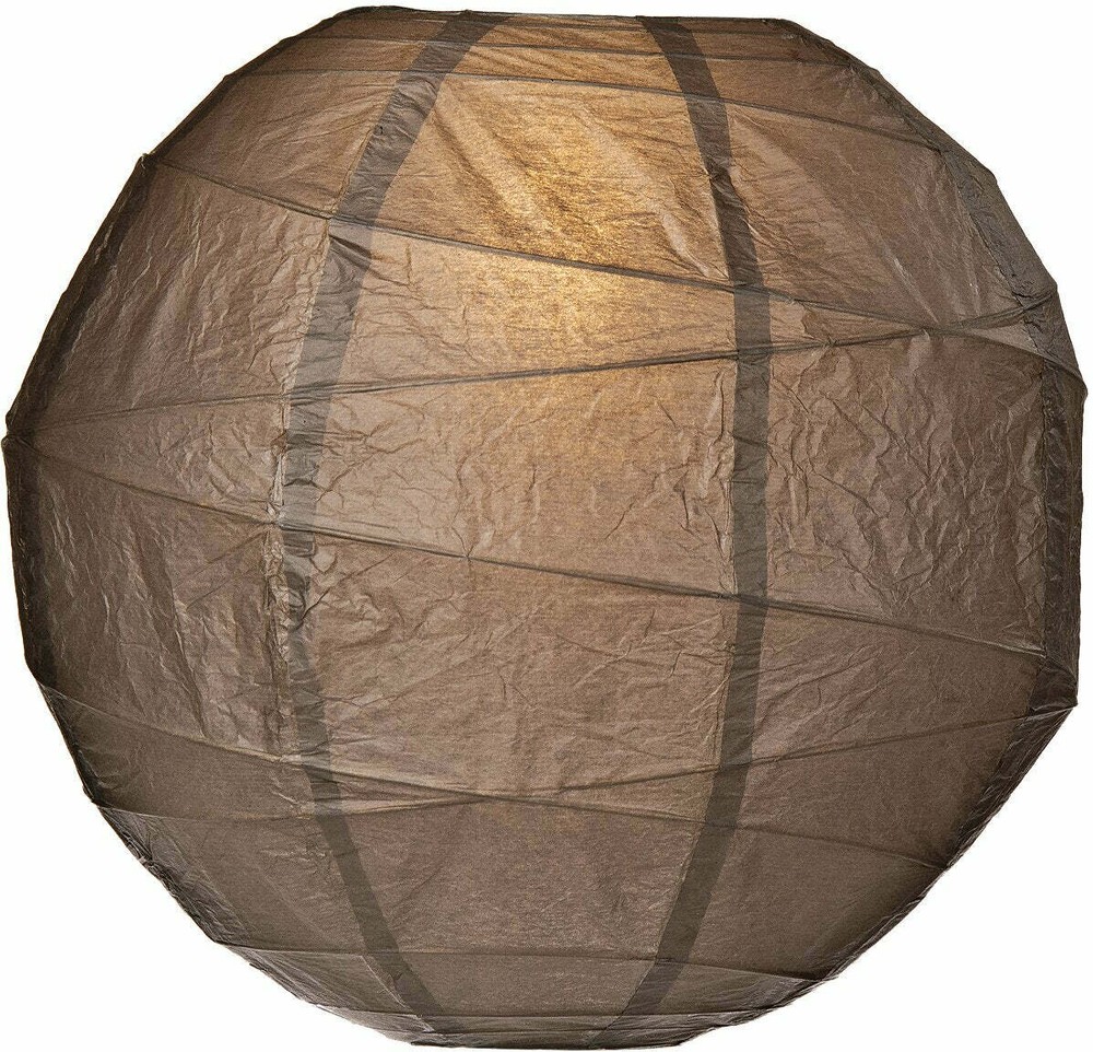 BULK PACK (12) 16″ Driftwood Grey Round Paper Lantern, Crisscross Ribbing, Hangi