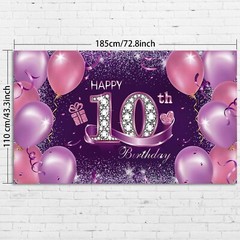 Durable Polyester 10th Birthday Banner – 72.8 x 43.3 Inch Chic Decor for Parties