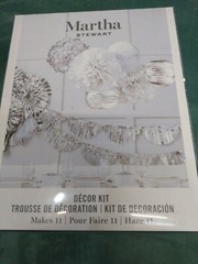 Martha Stewart Party Decoration Kit silver White pom poms banners wedding gender