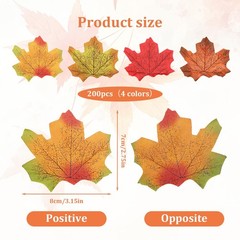 Larrel 200 Pcs Fall Leaves，4 Colors One Size, Red, Crimson, Orange, Green