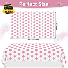 4Pcs Pink Soccer Tablecloths, Rectangular Sports Ball Party Decorations for Her