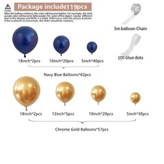 Navy Blue Balloons Arch Garland Kit 119pcs Chrome Gold Balloons for Wedding G…