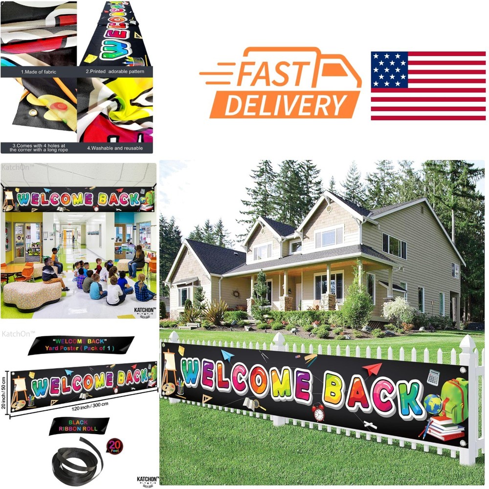 Welcome Back To School Banner Extra Large 120×20 Inch Durable Cloth Fabric