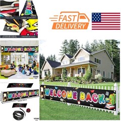 Welcome Back To School Banner Extra Large 120×20 Inch Durable Cloth Fabric