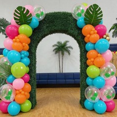 Tropical Balloons, 50 Pcs Teal Blue Orange Hot Pink Pastel Light Green Balloo…