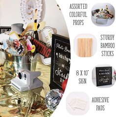 Fun Las Vegas Photo Booth Props Set – 41pcs with Glittery Sign for Game Nights