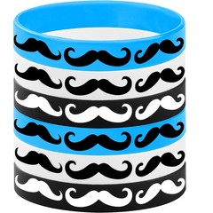48PCS Moustache Rubber Bracelets Party Favors-Moustache Silicone Wristbands P…