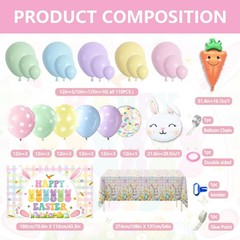 138pcs Easter Balloon Arch Kit Happy Easter Colorful Party Decoration Rainbow…