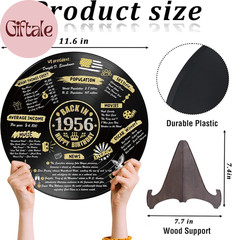 Vinyl Record 70Th Birthday Decoration, Gold 1956 Birthday Party Poster Sign with