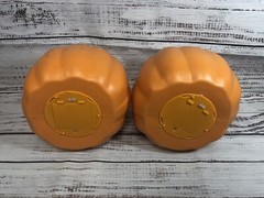 Lot of 2 LED Light-Up Orange Halloween Pumpkin Jack O Lantern 8″