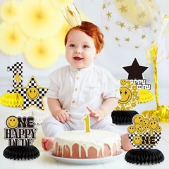 Outus 9 Pcs One Happy Dude Birthday Decoration Honeycomb…
