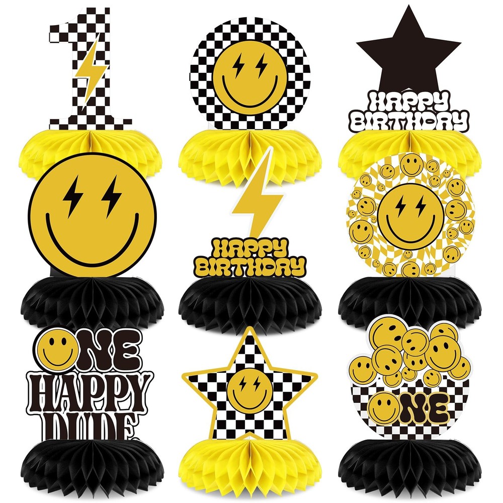 Outus 9 Pcs One Happy Dude Birthday Decoration Honeycomb…