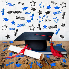 Graduation Decorations 2026 | Blue and Black Congrats Grad Confetti 2026 – Pack