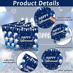 Elegant 96-Piece Retirement Party Tableware Set in Blue & Silver for 24 Guests