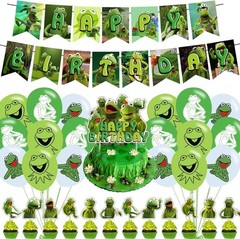 Frog Party Decorations,Kermit Frog Birthday Party Supplies Includes Banner- Cake