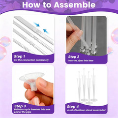 4 Sets Balloon Stand Kit for Table, Balloon Sticks with Base Birthday Graduat…