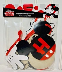 Disney’s Mickey Mouse Happy Birthday Banner Party in Red/Black/White 7.5 Ft. NEW
