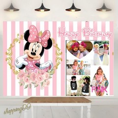 Personalised Photo poster Backdrop Minnie mouse Birthday Party Photo Background
