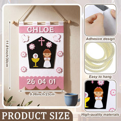 First Communion Banner Kit for Girls 9 X 12 Inches Pink DIY Felt First Holy Comm
