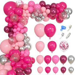 143Pcs Pink and Silver Valentines Balloon Garland Arch Kit, Hot Pink Confetti 4
