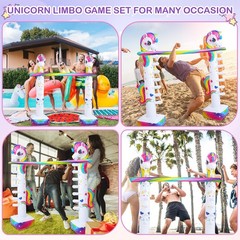 63″ Unicorn Inflatable Limbo Game for Kids Adults – Fun Rainbow Blow-up Unico…
