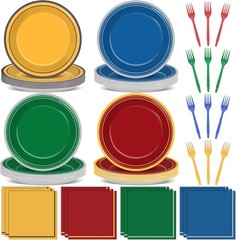 96Pcs Magical Wizard School Party Plates & Napkins for 24 Guests – Colorful Set