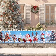 Merry Christmas Decorations Snowman Santa Reindeer Fence Banner Xmas Gift 78X17″