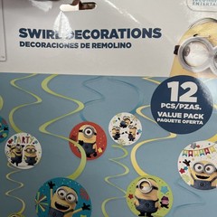 Despicable Me Minions Swirl Decorations 12 Pcs Value Pack Party Supply New
