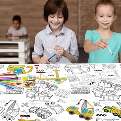 1 Pack Construction Coloring Table Cloth for Kids – Giant Construction Theme Col