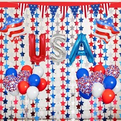 Red White and Blue Balloons Party Decorations with Patriotic Theme Foil Fring…