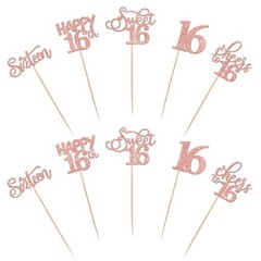16th Birthday Centerpiece Sticks 15 Pack Rose Gold Sweet 16 Table Topper Decor