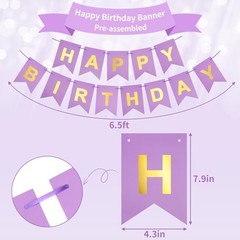 Purple Pink Birthday Party Decorations Set With Happy Birthday Banner, Tissue