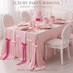60PCS Bow Birthday Party Decorations, 3 Sizes Bow Wall Decor, Ribbon Bows Pink