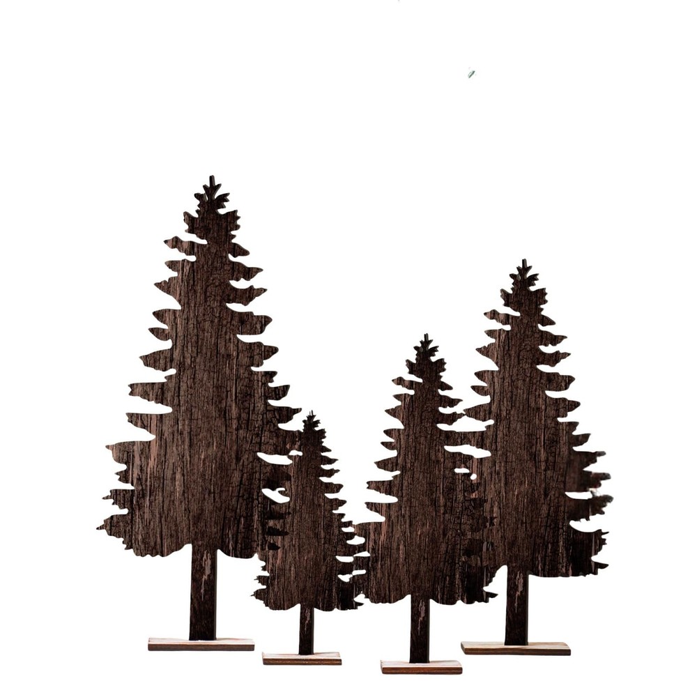 4 Pcs Summer Christmas Table Decorations Wooden Christmas in July Pine Tree R…