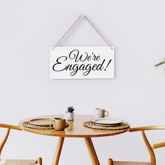 White Rustic We’re Engaged Wedding Sign Photo Props 12×6 Inch Party Decor