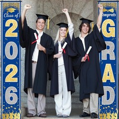 Graduation Decorations 2026 2027- Blue Gold Congrats Grad Porch Banner for Gr…