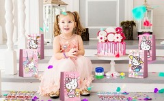 110 Pcs Hello Kitty Party Favors,Hello Kitty Kids Party Bag Sticker Chain Badge