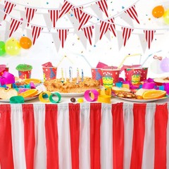 Carnival Theme Party Decorations, Carnival Table Skirts Red and White Striped Ta