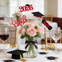 2026 Graduation Decorations – 20 Pcs Class of medium, Black and Red