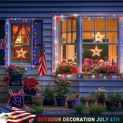 Memory & Timer Function – Red White Blue Memorial Day Lights