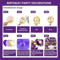 Purple & Gold Birthday Decorations for Women – Happy Birthday Backdrop & Balloon