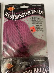 Beistle Art Tissue Decoration Westminster Bells 9″ Two Pack Lot Of 4 Burgundy