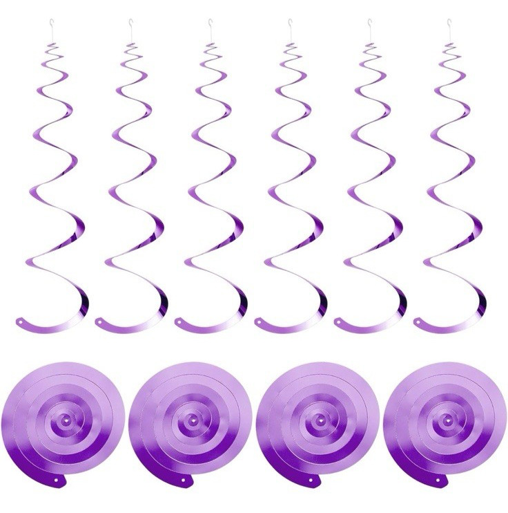 30 Purple Party Hanging Swirl Streamer Decorations & Plastic Connects~FREE SHIP!