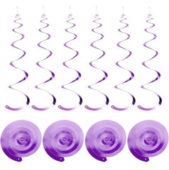 30 Purple Party Hanging Swirl Streamer Decorations & Plastic Connects~FREE SHIP!