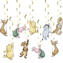 18Pcs Winnie Baby Shower Decorations Classic Pooh Hanging Decorations Swirls …