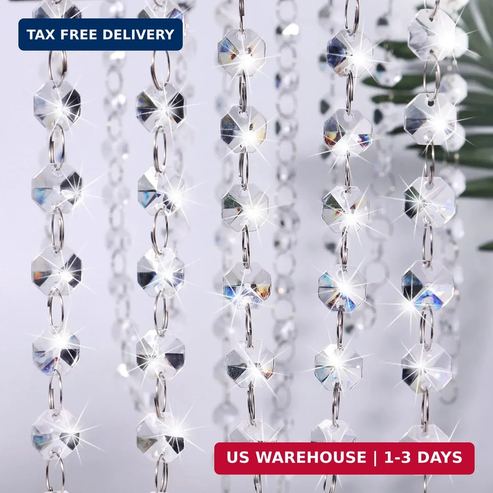 16.5 Feet Hanging Clear 14mm Daimond Acrylic Crystal Garland for Manzanita Tree