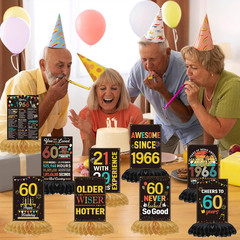 60Th Birthday Decorations for Men Women – 9PCS Black Gold Back in 1966 Birthday
