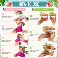 12Pcs Hawaiian Luau Party Table Decorations – Double Sided Tropical Aloha Flamin
