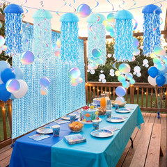 20 Pcs Hanging Jellyfish Paper Lanterns with Tassel Curtains Swirl Bubble Stream