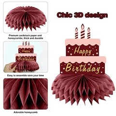 Burgundy Birthday Decorations Honeycomb Centerpieces for Women Girls, Burgund…